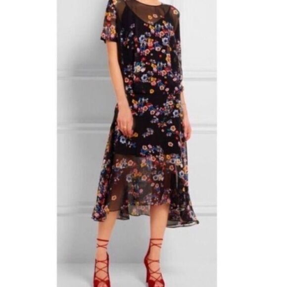 Rare Runway Limited Edition Silk Thornton Bregazzi Melina Floral Midi Dress - Picture 3 of 14